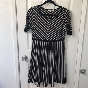 Boden Black and White Striped Sweater Dress